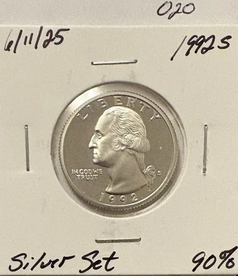 1992 S Proof AG 90% Washington Quarter -020 - Image 1 of 2