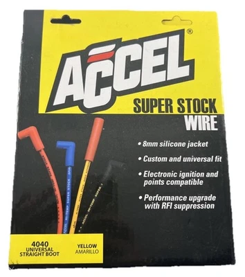 Juego de cables de bujía ACCEL 4040 SuperStock - 8 mm - amarillo con botas rectas naranjas Foto 1 de 3