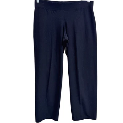 Pantalones de crepé lavables Eileen Fisher pierna ancha negros talla mediana pequeños Foto 1 de 4