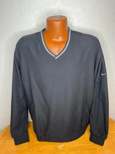 Men's Nike Golf  Athletic V-Neck Rain Windbreaker Pullover Large L - Black - Picture 1 of 5
