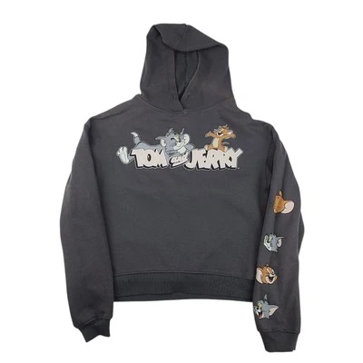 Tom and Jerry Hoodie Womens Small Gray Sweatshirt Graphic Print Front Back - Image 1 of 4