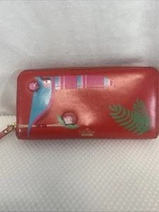 kate spade new york Round Zip Long Wallet Leather Red TB101-8 - Picture 1 of 7