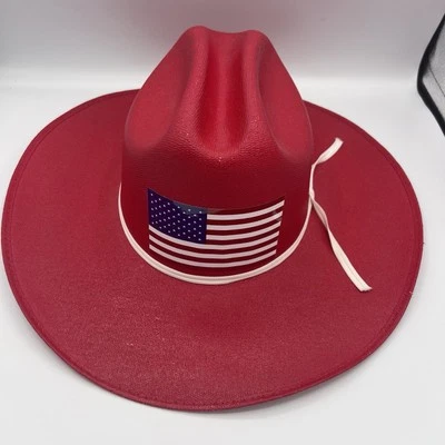 Chapéu de cowboy Eddy Bros palha vermelha bandeira americana - Imagem 1 de 4