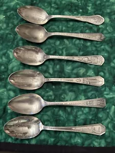 1933 Chicago World's Fair Century of Progress Spoons Lot 6 Silver Plated - Picture 1 of 12