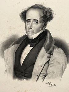 CHATEAUBRIAND Portrait LITHOGRAPHIE Gravure Estampe XIX° - Bild 1 von 2