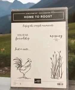 Stampin' Up Retired Cling Stamp Set Of 6, “Home To Roost” 149736, Phrases Shapes - Bild 1 von 4