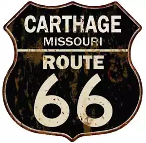 CARTHAGE, MISSOURI Route 66 Shield Metal Sign Man Cave Garage 211110014130 - Picture 1 of 1
