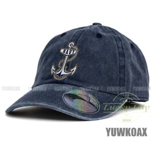 US Navy Anchor Logo Denim Tata Kapelusz Unisex Czapka z daszkiem Regulowany kapelusz kierowcy ciężarówki