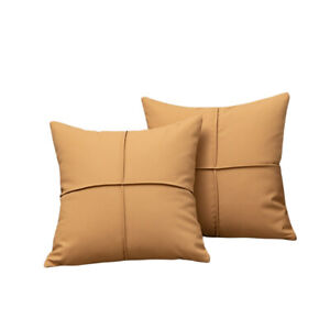 2 Packs Faux Leather Solid Cushion Cover Home Sofa Office Car Throw Pillow Case