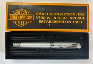 HARLEY DAVIDSON INK FOUNTAIN PEN SATIN SILVER ORIGINAL BOX FRANCE USED NIB MED - Bild 1 von 10
