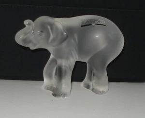 Lalique “Timori” Baby Elephant SCULPTURE in Clear & FROSTED Glass WITH LABEL - Picture 1 of 5
