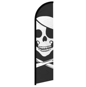 Pirate Windless Full Sleeve Feather Advertising Pirate Eye Patch Banner Flag - Picture 1 of 7