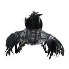 False Feather Shrug Shawl Lace Gothic Feather Vest Shoulder Wrap Cape Raven