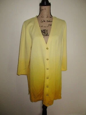 Suéter Cárdigan Isaac Mizrahi Live Amarillo Tinte Novio Largo XL Ombre Foto 1 de 4