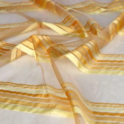 Designer Organza mit Satin Gardinenstoff Store Hochzeit Deko-Stoff Meterware - Bild 1 von 3
