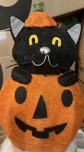 ⚡️Hyde & Eek Boutique 16" Lit Pumpkin & Cat Indoor/Outdoor Halloween Decoration - Picture 1 of 3
