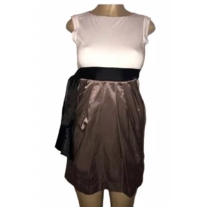 Rhapshody Womens Colorblock Sleeveless Dress Happy Hour Bronze Black White Sz M - Picture 1 of 6