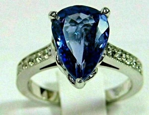 2.00 Ct Pear Moissanite Sapphire Solitaire Engagement Ring 14k White Gold Plated - Picture 1 of 7