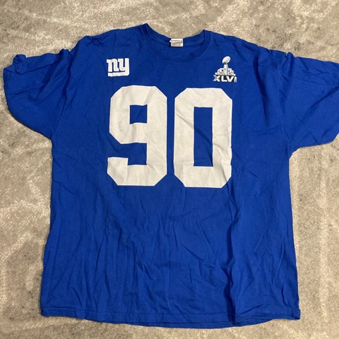 NY Giants - Jason Pierre Paul - #90 - Jersey Style T Shirt - Super Bowl Logo XXL Cover