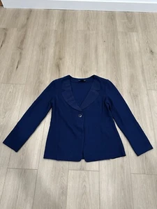 St. John Modern Blazer Women's 10 Navy Blue Knit One Button Business USA - Picture 1 of 14
