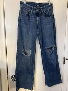 Hollister Low-Rise Baggy Vintage Stretch Dark Jeans Sz 5 R Distressed - Picture 1 of 13
