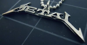 Heavy Metal Necklace Stainless Ball Chain Metallica Style Logo Pendant Thrash - Picture 1 of 7