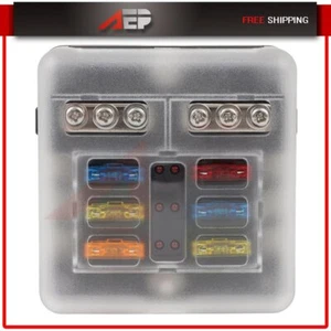 Caja de fusibles de hoja de 6 vías automotriz soporte bloque indicador LED para coche barco marino - Imagen 1 de 12