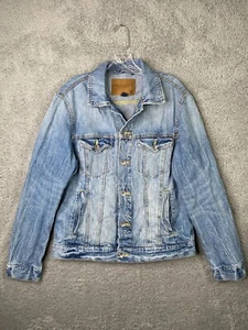 American Eagle Trucker Jacket Mens Medium Blue Button Up Denim - Picture 1 of 9