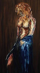 Woman In A Blue Wrap - Signed, Numbered, Limited Edition - By F. DeTrolio - Picture 1 of 9