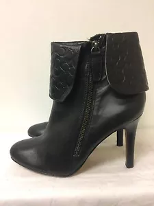 COACH SIGNATURE SHOES BOOTS MACKENNA BLACK LEATHER SIZE 7.5 B - Picture 1 of 10