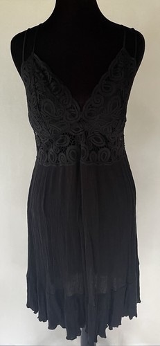 UNDERCOVER VICTORIA’S SECRET ROSA mini abito nero pizzo ricamato taglia L fata capricciosa