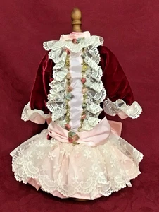 Vestido de muñeca pequeño estilo francés antiguo vintage - Imagen 1 de 9