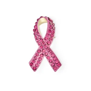 Cancer Awareness Ribbon Brooch Pin Silver Blue Pink Purple Crystal Enamel - Picture 1 of 27