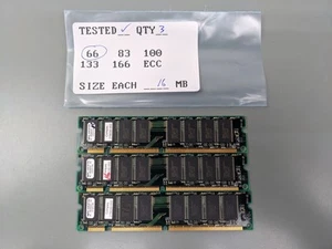 (3) Compaq 16MB PC66 SDRAM DIMMs, 168-pin RAM Memory Sticks (48MB Total) - Picture 1 of 3