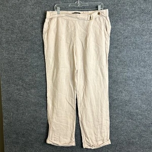Ellen Tracy Womens Pull On Linen Pants Size Large Pink Pockets Beachy Coastal - Picture 1 of 9