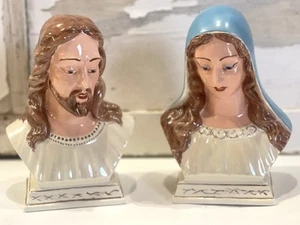 Estatuilla de porcelana vintage de la Virgen María y Jesús | Italia | Juego de bustos - Imagen 1 de 10