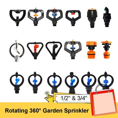 Rociador de agua giratorio 360° de 1/2" 3/4" para césped, granja y riego Foto 1 de 4