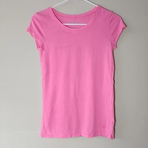 Justice Size 12 Girls Bright Neon Pink T-Shirt Cotton Blend Basic Plain Top - Picture 1 of 4