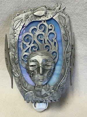 Leandra Drumm Styll Gallery Iridiscente Azul Escoria Vidrio Mascarada Luz Nocturna Foto 1 de 4