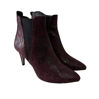 Botas botines para mujer DKNY talla 7,5 estampado de serpiente granate NUEVAS # M488 Foto 1 de 4