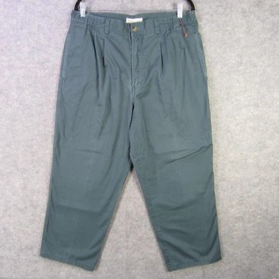 Vintage Bugle Boy Company Pants Mens 36x30 Green Teal Pleated Chino Trousers 90s - Image 1 of 4