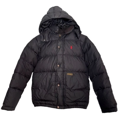 Niños Jóvenes Polo Ralph Lauren Negro Plumón Puffer Chaqueta Con Capucha Invierno Mediano 10-12 Foto 1 de 4
