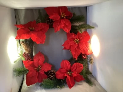 20" Grapevine Poinsettia Wreath - Image 1 of 4