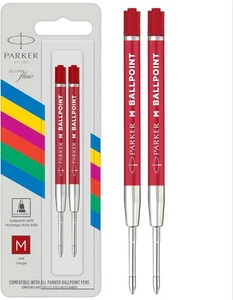 Parker Ballpoint Pen Refill | Medium Tip | Red QUINKflow Ink | pack of 2, - Foto 1 di 7
