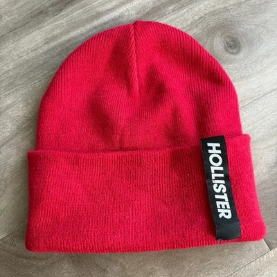 Boné Hollister vermelho gorro punho malha caveira TAMANHO ÚNICO inverno - Imagem 1 de 4