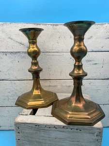 Set of 2 Vintage PWF Brass Candlestick Holders 7.5 in., India - Picture 1 of 8