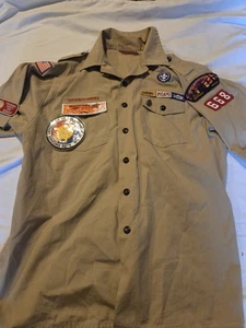 Vintage Boy Scouts Of America Herren große Uniform hellbraune Truppe Aufnäher  - Bild 1 von 4