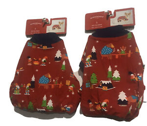 Wondershop Holiday Dog Red Christmas PJs Size L Elves Gnomes Winter Lot Of 2 A54