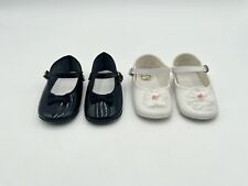 Lot of Infant Newborn Baby Girl Shoes Size 3 White Black Bow 2 Pairs