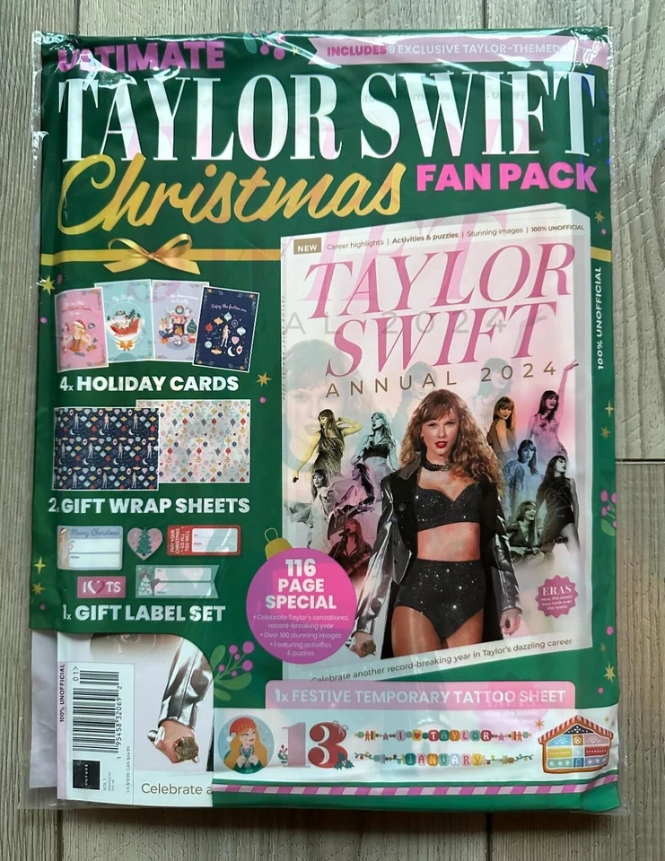2024 TAYLOR SWIFT CHRISTMAS FAN PACK Magazine FREE Gifts Inside + Tattoo Sheet - Image 1 of 2